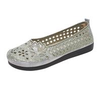 Whmowvn Women's Comfortable Ballet Flats - Dress Shoes Closed Mary Jane Floral Pattern Low Shoes Slip On Boat Shoes Elegant Comfortable Flat Shoes Hollow Slippers Lightweight Breathable Jazz Shoes