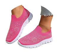 Whmowvn Women's Flat Shoes, Elegant Slippers, Closed Slip-On Shoes, Rhinestone Boat Shoes, Elegant Comfortable Flat Shoes, Canvas Low Shoes, Lightweight, Breathable, Casual Shoes, Comfortable Women's