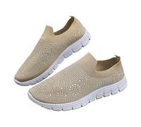 Whmowvn Women's Flat Shoes, Elegant Slippers, Closed Slip-On Shoes, Rhinestone Boat Shoes, Elegant Comfortable Flat Shoes, Canvas Low Shoes, Lightweight, Breathable, Casual Shoes, Comfortable Women's