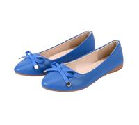 Whmowvn Women's Summer Ballet Flats - Mary Jane Closed Flat Shoes with Bow Slip-On Shoes Elegant Comfortable Low Shoes Slip On Slippers Lightweight Breathable Boat Shoes Non-Slip Mother Shoes, blue, 5