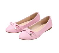 Whmowvn Women's Summer Ballet Flats - Mary Jane Closed Flat Shoes with Bow Slip-On Shoes Elegant Comfortable Low Shoes Slip On Slippers Lightweight Breathable Boat Shoes Non-Slip Mother Shoes, pink, 4