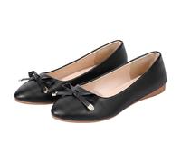 Whmowvn Women's Summer Ballet Flats - Mary Jane Closed Flat Shoes with Bow Slip-On Shoes Elegant Comfortable Low Shoes Slip On Slippers Lightweight Breathable Boat Shoes Non-Slip Mother Shoes, black