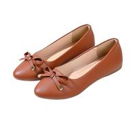 Whmowvn Women's Summer Ballet Flats - Mary Jane Closed Flat Shoes with Bow Slip-On Shoes Elegant Comfortable Low Shoes Slip On Slippers Lightweight Breathable Boat Shoes Non-Slip Mother Shoes, brown