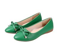 Whmowvn Women's Summer Ballet Flats - Mary Jane Closed Flat Shoes with Bow Slip-On Shoes Elegant Comfortable Low Shoes Slip On Slippers Lightweight Breathable Boat Shoes Non-Slip Mother Shoes, Green