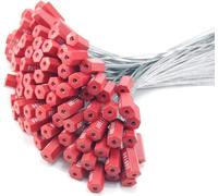 Whmpfytc 100 Pcs Pull-Tie Steel Security Cable Wire Seals, Numbered Anti-Tamper Security Seal Tags (Red)