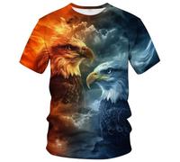 WHNBCW Novelty Men's American Bald Eagle T-Shirt Funny Eagle Graphic Tee Shirt, Yellow, XXL