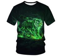 WHNBCW Novelty Men's Tiger T-Shirt Funny Animal Graphic Tee Shirt, Green, XXL