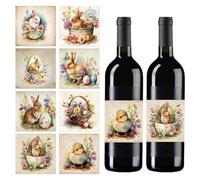 Whnbuij Easter Wine Bottle Stickers - Self-Adhesive Easter Crafts Stickers 9 Sheets,Diverse Bunny Stickers & Bottle Stickers with Different Patterns