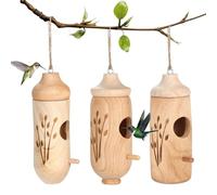 Whnbuij Humming Bird Nest - 3X Wooden Garden Hummingbird Breeding Nest,Bird-Resting Breeding House for Garden, Yard, Balcony, Porch