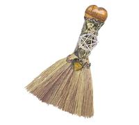 Whnbuij Mystic Witch Broom - Mini Spiritual Crystal Ritual Prop | Cleansing Healing Supplies Desktop Ornament Home Decoration, Tiny Handmade maggic Halloween Ornament for Meditation Studio Reiki