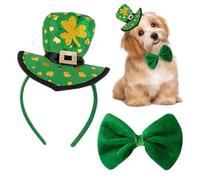 Whnbuij St Patrick's Day Dog Bow Tie | Soft Elastic Green Pet Accessories - St Patricks Day Dog Collars | for Holiday Birthday Home Room Outdoor Park Garden Lawn Backyard Apartment