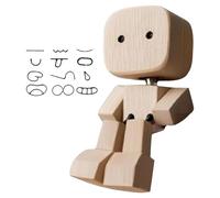 Whnbuij Wooden figure for men, vibrating wooden figure, 12 movable expressions, dashboard doll made of wood, funny design for the school of trucks of internal transporters on Long D