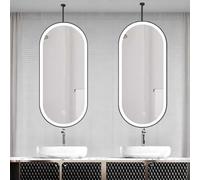 Whnoorher Bathroom Mirror Floating Vanity Makeup Mirror Large Touch LED Illuminated Mirrors with Ceiling-Mounted Boom and Black Metal Framed for Washrooms Bedroom Tabletop(40cmx70cm)