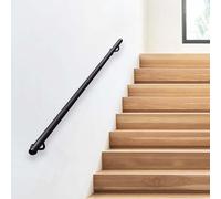 Whnoorher Black Round Galvanized Pipe Handrail, Metal Wrought Iron Stairs Hand Railing 1m 1.5m 2m 3m 4m 5m 6m, Non-Slip Safety Grab Bar for Indoor Steps Corridor Villa Loft(6.6ft/200cm)