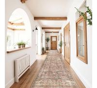 Whnoorher Extra Long Narrow Carpet Runner for Hallway 1m 150cm 2m 250cm 3m 350cm 4m 450cm 5m 550cm 6m, Soft Laundry Area Rugs for Kitchen Living Room Bedside, Red Brown(80×450cm/2.6ft×14.8ft)