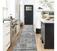 Whnoorher Kitchen Corridor Entrance Area Rugs, 1m 150cm 2m 250cm 3m 350cm 4m 450cm 5m 550cm 6m Modern Grey Long Narrow Indoor Outdoor Rug Runner, Washable Non-Slip(100×350cm/3.3ft×11.5 ft)