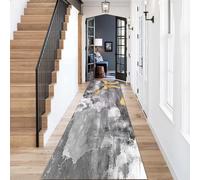 Whnoorher Modern Carpet Runner for Hallway Stair, 1m 1,5m 2m 2,5m 3m 3,5m 4m 4,5m 5m 6m, Black Vintage Indoor Outdoor Rug Runners, Non-Slip Dirt Trapper Mat(120×450cm/3.9ft×14.8ft)