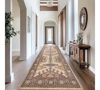 Whnoorher Red Brown Runner Rug for Hallway, Vintage Carpet Runner 1m 150cm 2m 250cm 3m 350cm 4m 450cm 5m 550cm 6m, Long Narrow Area Rugs for Hall Kitchen Entryway Laundry Room(120×450cm/3.9ft×14.8ft)