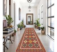 Whnoorher Red Hallway Carpets Runner Rug, Washable Kitchen Floor Runners Long Narrow Area Rugs for Hall Entryway Hall Stairs Passage Bedside, Non-Slip Dirt Trapper Mat(80×250cm/2.6ft×8.2ft)
