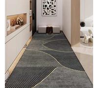 Whnoorher Rug Runners for Hallways, Modern Black Grey Corridor Carpet for Kitchen Living Room Hall Entryway, Long Floor Mats Narrow Area Rugs, Washable Soft Durable(80×450cm/2.6ft×14.8ft)