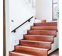 Whnoorher Stair Handrail for Walls 30-600cm, Black Mental Wall Mounted Staircase Banister Hand Rails for Indoor Villa Loft Stairs or Outdoor Steps Non-Slip Safety Grab Bar(8.2ft/250cm)