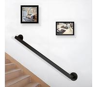 Whnoorher Stair Railing, Black Metal Wrought Iron Handrail, Stairway Railing for Indoor&Outdoor 30cm 60cm 80cm 100cm 120m 150cm Customisable Stairs Banister Handrail(3.3ft/100cm)
