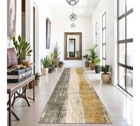 Whnoorher Yellow Green Beige Runner Rug for Hallway, Vintage Carpet Runner 1m/150cm/2m/250cm/3m/350cm/4m/450cm/5m/550cm/6m Long Narrow Rugs for Hall Kitchen Living Room(70×500cm/2.3ft×16.4ft)