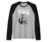 Who Ate All The Tuna Angry Cat Funny Raglan Baseball Tee