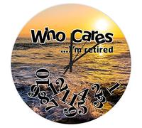 Who Cares I am Retired Clock Who Cares I'm Retired Nature Waves Silent Non Ticking Round Battery Operated Wall Clock, Novelty Large Hanging Clock 12", Retirement Gift Clock