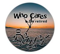 Who Cares I'm Retired Ocean Sunrise Wood Wall Clocks Retirement Rules Large Wooden Wall Clock Battery Operated Silent 10 inch Funny Relax Clock Decor For Kitchen Bar Pub Home Living Room Bedroom