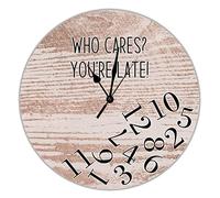 Who Cares You're Late Wood Wall Clocks She Shed Hanging Wooden Wall Clock Battery Operated Silent 10 inch Shabby Chic Farmhouse Clock Decorative For Home Living Room Bedroom Office Kitchen Patio