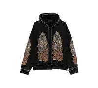 Who Decides War stud-detail graphic-print hoodie - Black L-XL