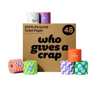 Who Gives A Crap ? 100% Recycled, Twice as Long, Sustainable Toilet Roll, Box of 48 (3-Ply, 400 Sheets) - Soft, Strong, Sustainable