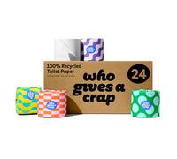 Who Gives A Crap ? 100% Recycled, Twice as Long, Toilet Roll, Box of 24 (3-Ply, 400 Sheets-10x10cm) - Soft, Strong, Sustainable