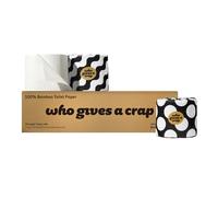 Who Gives A Crap - Premium Bamboo, Twice as Long, Toilet Roll, Box of 12 (3-Ply, 370 Sheets) Luxuriously Soft, Strong, Sustainable, Biodegradable & Plastic-Free