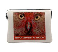 Who Gives A Hoot Collage Vintage Illustration Art Animal Bird Parody Word Play Zoomer Laptop Case 12-13 Inches Printed in France