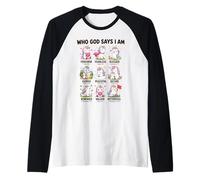 Who God Says I Am Unicorn Christian Faith Bible Verse Raglan Baseball Tee