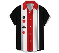 WHO in Shop Men's Hawaiian Shirt All Patterns Print Short Sleeve Button Down Shirts, Poker-Classic, XL
