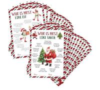 Who is Most Like Santa Clause/ELF Game Cards 30PCS, 5 x 7 Inches Fun & Easy for Family Christmas Holiday Office Friends Church Party, Holiday Party Supplies for Xmas, sdwl02