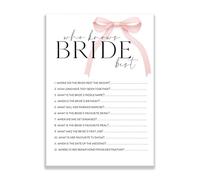 Who Knows Bride Best Cards with Pink Bow, Hen Party Game, A6, Pack of 15