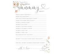 Who Knows Mummy Best PRINTED A5 Cards with neutral flowers, Unisex Baby Shower Game, A5 Party Game Idea, New Mum to be, Baby Shower cards (Pack Size: Pack of 30)