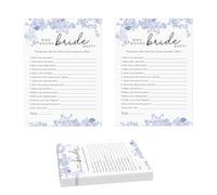 Who Knows the Bride Best Bridal Shower Game-Set of 30, Blue Floral Bridal Shower Cards, Wedding Party Game Cards for Guests,Something Blue Before I Do Decorations, Bridal Shower Ideas-HLYXB01