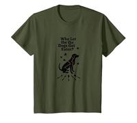 Who Let The Dogs Get Eaten? They're Eating The Dogs T-Shirt, Kids, Olive, 4 Years