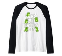 Who Let The Frogs Out? Funny Frog Lover Men Women Kids Raglan Baseball Tee