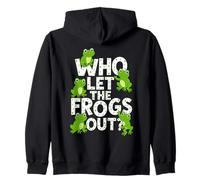 Who Let The Frogs Out? Funny Frog Lover Men Women Kids Zip Hoodie