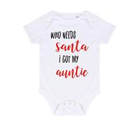 Who Needs Santa I got My Auntie Baby Grow Vest, 3-6 Months, White