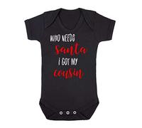 Who Needs Santa I got My Cousin Baby Grow Vest, 3-6 Months, Black
