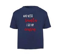 Who Needs Santa I got My Cousin Short Sleeve Cotton Toddler t Shirt, 3-4 Years, Navy