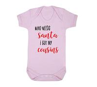 Who Needs Santa I got My Cousins Baby Grow Vest, 6-12 Months, Pastel Pink