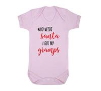 Who Needs Santa I got My Gramps Baby Grow Vest, 6-12 Months, Pastel Pink